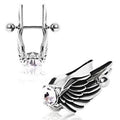 Angel Wings Cartilage Earring - Feathered Angel Wings w/ Gem Cartilage