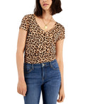 INC International Concepts Womens Leopard Print Mesh T-Shirt