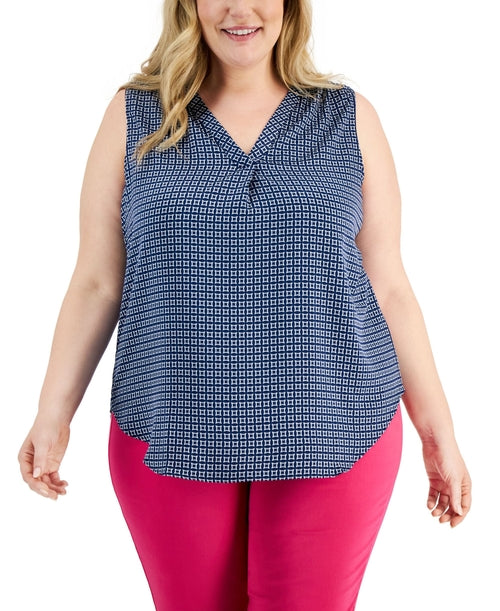 Alfani Plus Size Sleeveless Printed Top