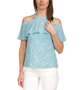 MICHAEL KORS Womens Zippered Cold Shoulder Ruffled Unlined Short