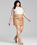 Trendy Plus Size Faux-Leather Cargo Mini Skirt