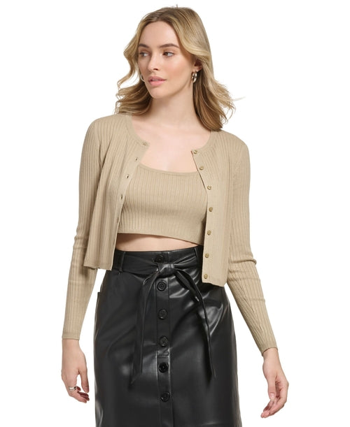 Calvin Klein X Fit Cropped Camisole Cardigan Sweater Set