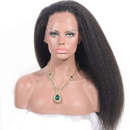 Kinky Straight 13x6 Transparent Lace Frontal Brazilian Human Hair Wigs