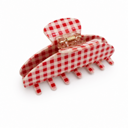 Gingham Check Acetate Hair Claw Clip – Medium Hold