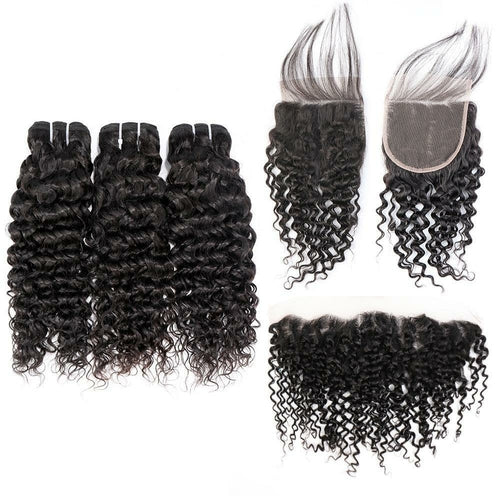 Beumax Double Drawn 12A Grade Jerry Curl BUNDLES with CLOSURES &