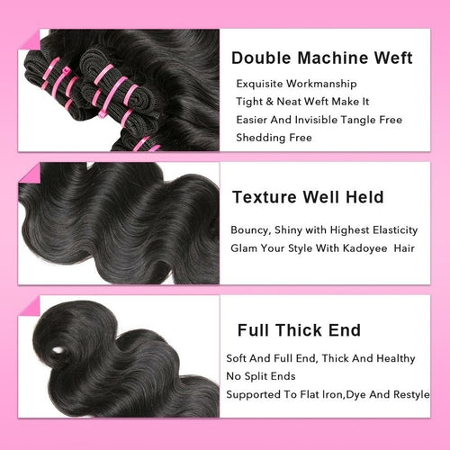 Beumax Double Drawn 12A Grade Body Wave BUNDLES with CLOSURES &