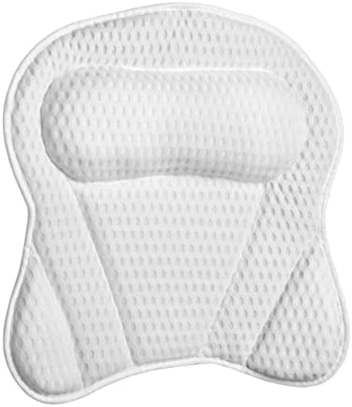 White Bathtub Pillow Bath Pillow with Anti-Slip Suction Cups 4D Mesh