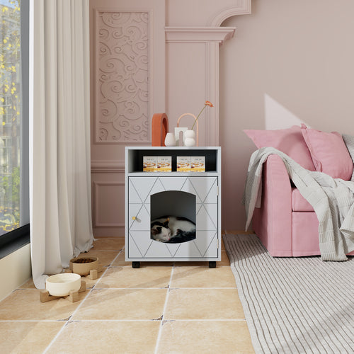 Wooden Pet House Cat Litter Box Enclosure with Drawer