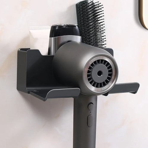 No-Drill Hair Dryer Holder Wall Mount, Bathroom Organizer for Dryer