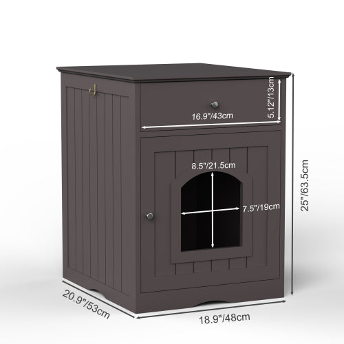 Wooden Pet House Cat Litter Box Enclosure with Drawer