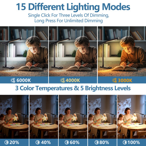 LED Desk Lamp - 360° Adjustable with USB Charging & Touch Control