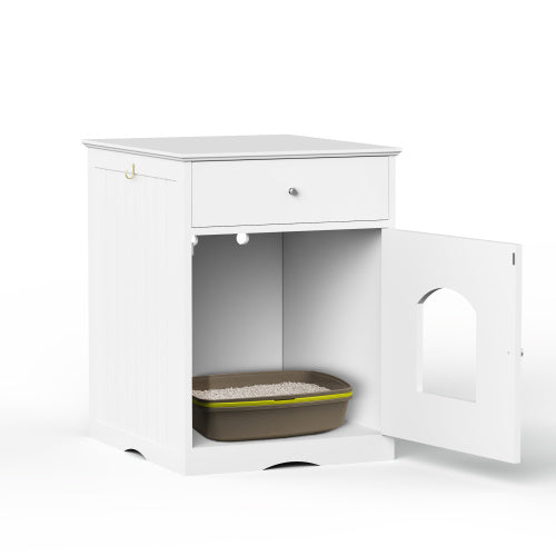 Wooden Pet House Cat Litter Box Enclosure with Drawer