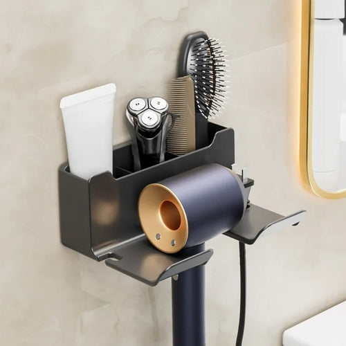 No-Drill Hair Dryer Holder Wall Mount, Bathroom Organizer for Dryer