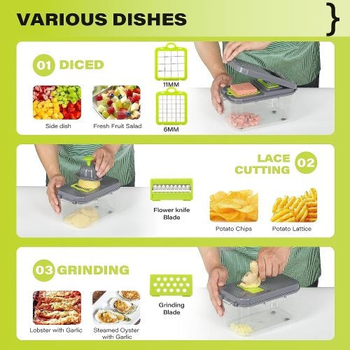 Vegetable Chopper with Container 22-in-1 Veggie Choppers