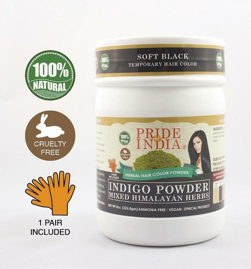 Hair Bloom Natural Jet Black Hair Color- Indigo Powder w/ Mixed