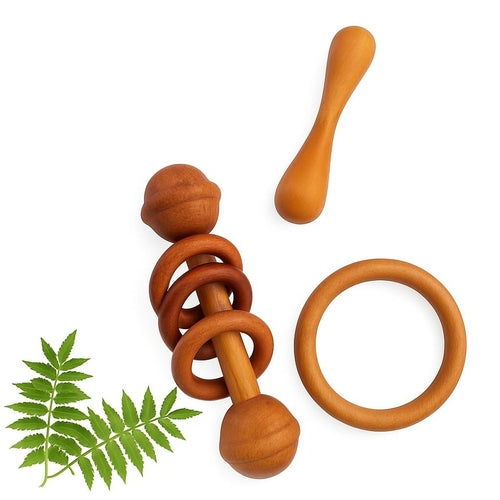 Neem Wood Baby Teether Combo Set