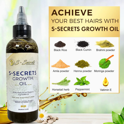 S-Secrets Scalp Stimulator Hair Growth Oil 2oz - Herbal Biotin &