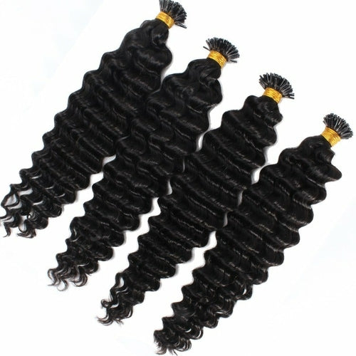 Brazilian Deep Wave Human Hair i Tip Microlinks Bulk Braiding Human Ha